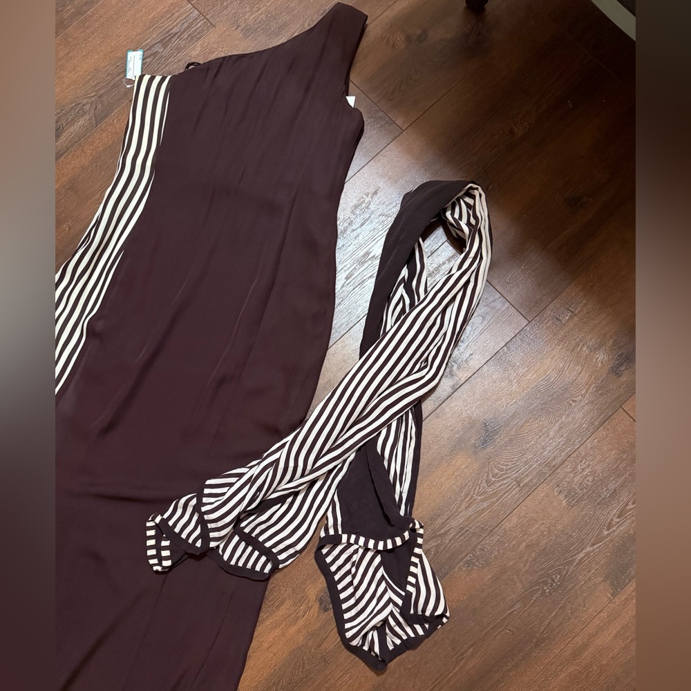 Vintage Worth Brown Silk Maxi Dress  100% Pure Silk